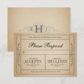 Vintage Wedding Ticket RSVP Kaartje (Voorkant / Achterkant)
