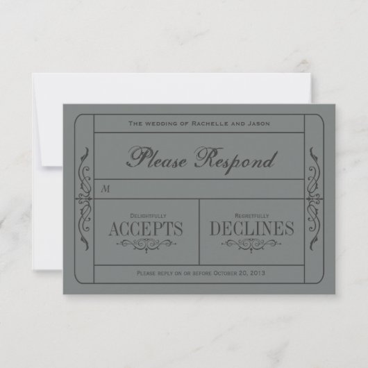 Vintage Wedding Ticket RSVP Kaartje (Voorkant)