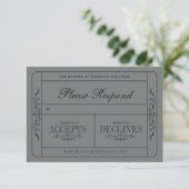 Vintage Wedding Ticket RSVP Kaartje (Staand voorkant)