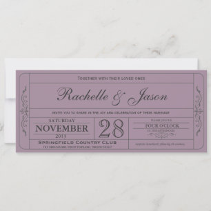 Vintage Wedding Ticket Uitnodiging