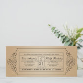 Vintage Wedding Ticket Uitnodiging (Staand voorkant)