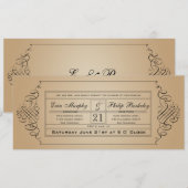 Vintage Wedding Ticket Uitnodiging (Voorkant / Achterkant)
