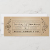 Vintage Wedding Ticket Uitnodiging (Voorkant)