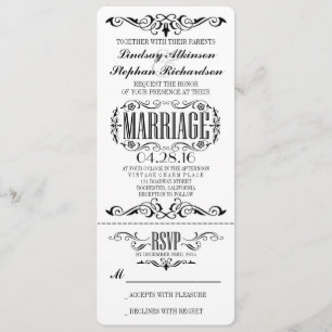 Vintage Wedding Ticket Uitnodiging