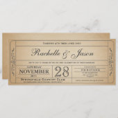 Vintage Wedding Ticket Uitnodiging (Voorkant / Achterkant)