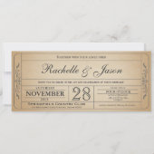 Vintage Wedding Ticket Uitnodiging (Voorkant)