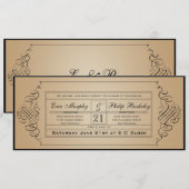 Vintage Wedding Ticket Uitnodiging (Voorkant / Achterkant)