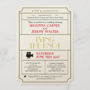 Vintage Wedding Ticket Uitnodiging/Filmthema Kaart