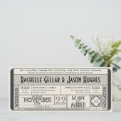Vintage Wedding Ticket Uitnodiging IV — tijdperk 4 (Staand voorkant)