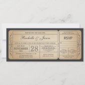 Vintage Wedding Ticket Uitnodiging met RSVP (Voorkant)