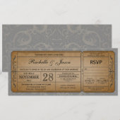 Vintage Wedding Ticket Uitnodiging met RSVP (Voorkant / Achterkant)