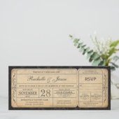 Vintage Wedding Ticket Uitnodiging met RSVP 2.0 (Staand voorkant)