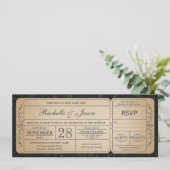 Vintage Wedding Ticket Uitnodiging met RSVP 2.0 (Staand voorkant)
