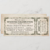 Vintage Wedding Ticket Uitnodigingen I (Voorkant / Achterkant)