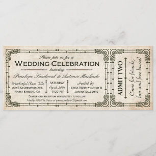 Vintage Wedding Ticket Uitnodigingen I