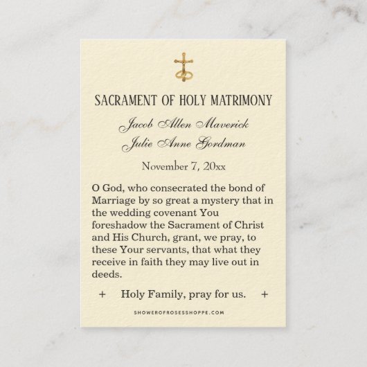 Vintage Wedding Traditionele katholieke Kaart Visitekaartje (Achterkant)