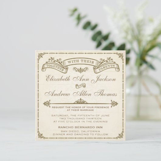 Vintage Wedding Uitnodiging (Staand voorkant)