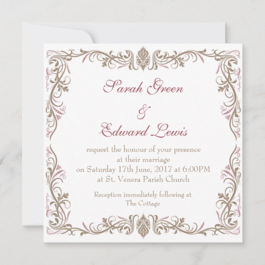 Vintage Wedding Uitnodiging (Voorkant)