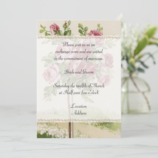 Vintage Wedding Uitnodiging (Staand voorkant)