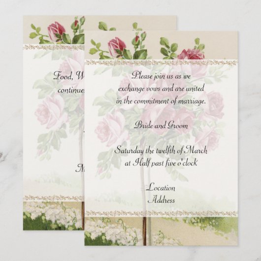 Vintage Wedding Uitnodiging (Voorkant / Achterkant)