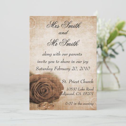 Vintage Wedding Uitnodiging (Staand voorkant)