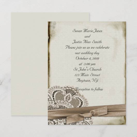 Vintage Wedding Uitnodiging (Voorkant / Achterkant)