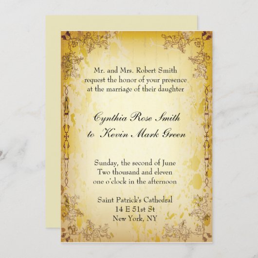 Vintage Wedding Uitnodiging (Voorkant / Achterkant)