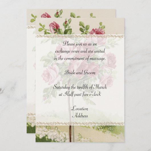 Vintage Wedding Uitnodiging (Voorkant / Achterkant)