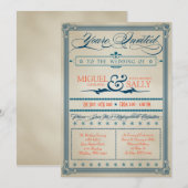 Vintage Wedding Uitnodiging (Voorkant / Achterkant)