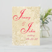 Vintage Wedding Uitnodiging (Staand voorkant)