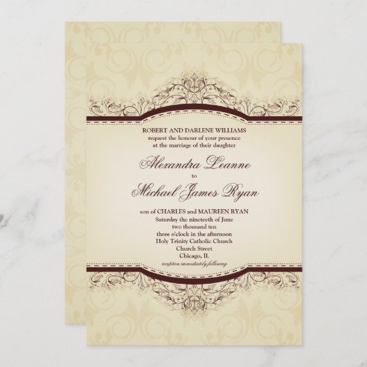  Vintage Wedding-uitnodigingen Kaart (Voorkant / Achterkant)