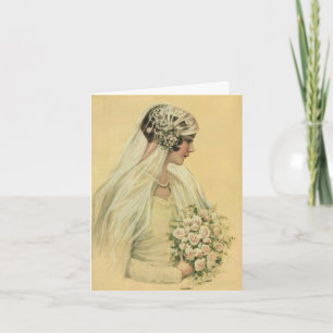 Vintage Wedding, Victoriaans Bride Bridal-portret Bedankkaart