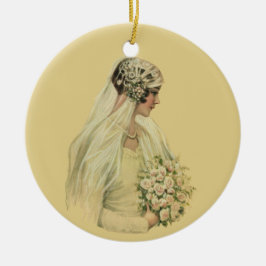 Vintage Wedding, Victoriaans Bride Bridal-portret Keramisch Ornament