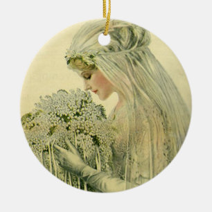 Vintage Wedding, Victoriaans Bride Bridal-portret Keramisch Ornament