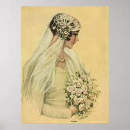 Vintage Wedding, Victoriaans Bride Bridal-portret Poster