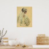 Vintage Wedding, Victoriaans Bride Bridal-portret Poster (Keuken)