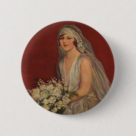 Vintage Wedding, Victoriaans Bride Bridal-portret Ronde Button 5,7 Cm