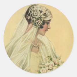 Vintage Wedding, Victoriaans Bride Bridal-portret Ronde Sticker
