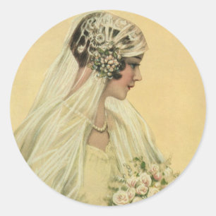 Vintage Wedding, Victoriaans Bride Bridal-portret Ronde Sticker
