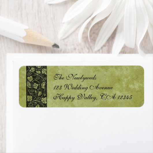 Vintage Wedding, Victoriaans druivenbladeren Etiket (Insitu)