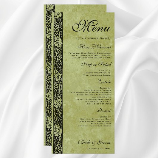 Vintage Wedding, Victoriaans druivenbladeren Menu