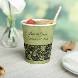 Vintage Wedding, Victoriaans druivenbladeren Papieren Bekers