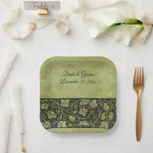 Vintage Wedding, Victoriaans druivenbladeren Papieren Bordje
