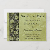 Vintage Wedding, Victoriaans druivenbladeren Save The Date (Voorkant)
