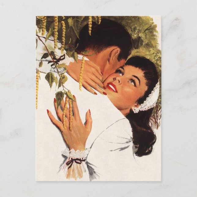 Vintage Wedding Voorstel Hug, sparen de Datum Aankondigingskaart (Voorkant)