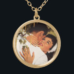 Vintage Wedding Voorstel, Love and Romance Goud Vergulden Ketting<br><div class="desc">illustratie liefde en romance afbeelding met een man en een vrouw die omhelst en op het punt staat te kussen. Hij heeft zojuist een huwelijk met haar voorgesteld en zij heeft het aanvaard. Een romantisch trouwvoorstel!</div>