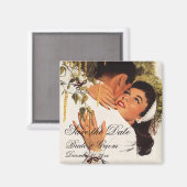 Vintage Wedding Voorstel Slepen Datum opslaan Magneet (Voorkant / Achterkant)