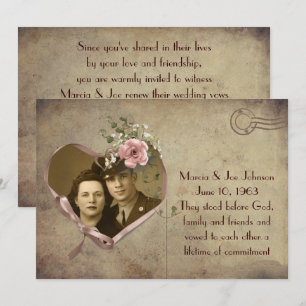 Vintage Wedding Vow Renewal Foto Briefkaart