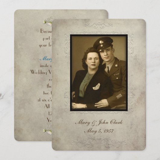 Vintage Wedding Vow Renewal lijst Kaart (Voorkant / Achterkant)