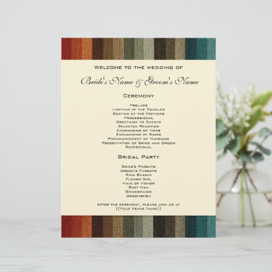 Vintage Wedding, Warm Autumn Stripes Pattern (Staand voorkant)